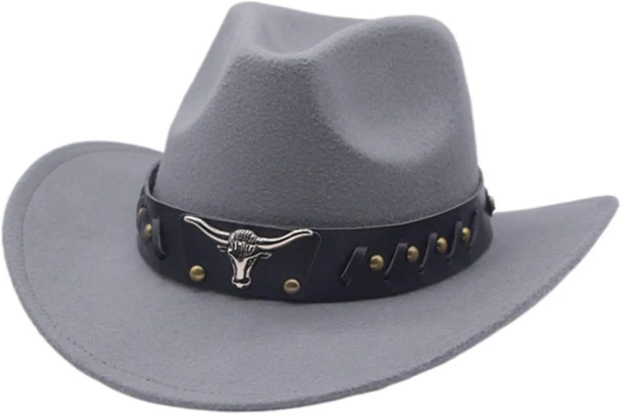 Cowboy Hats for Women Men Adult Western Vintage Sun Hats Rolled Wide Brim Dress Hats Rhinestone Retro Bucket Hats