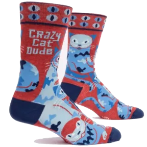 Crazy Cat Dude Men's Crew Socks