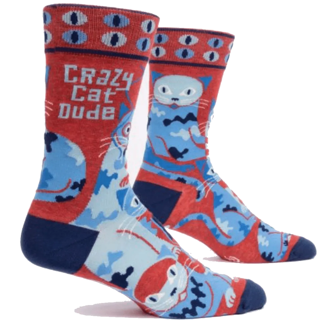 Crazy Cat Dude Men's Crew Socks