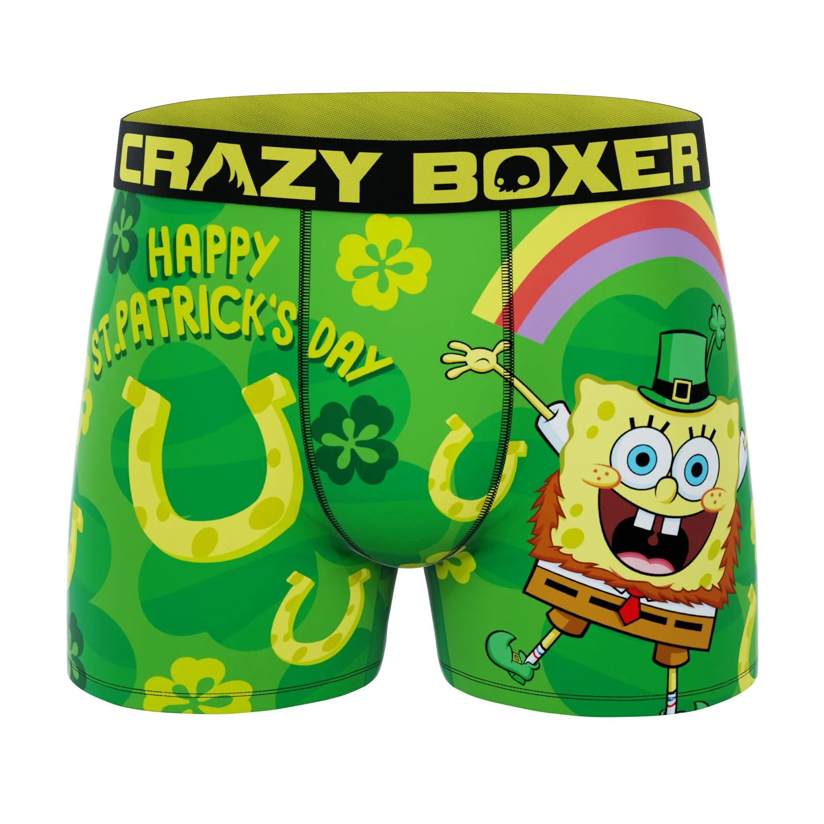 CRAZYBOXER Men's Spongebob Squarepants St Patrick Soft Boxer Briefs (Creative Packaging)
