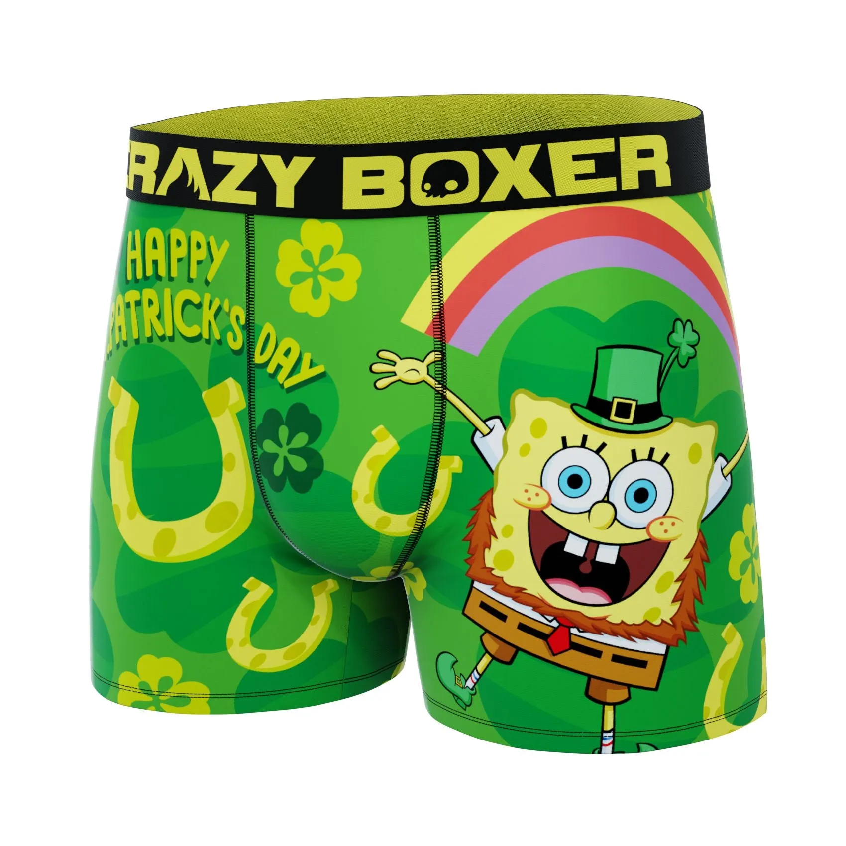 CRAZYBOXER Men's Spongebob Squarepants St Patrick Soft Boxer Briefs (Creative Packaging)