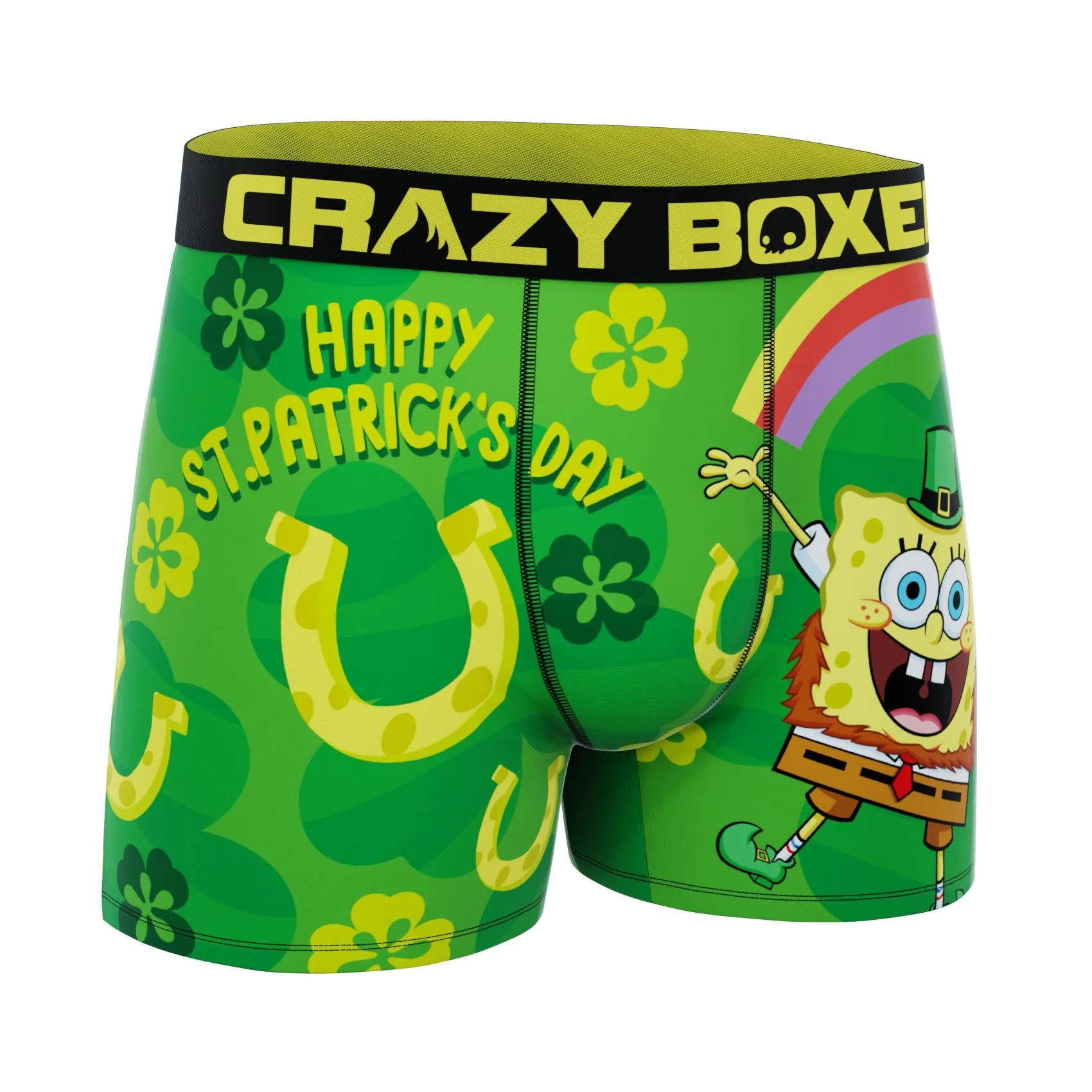 CRAZYBOXER Men's Spongebob Squarepants St Patrick Soft Boxer Briefs (Creative Packaging)