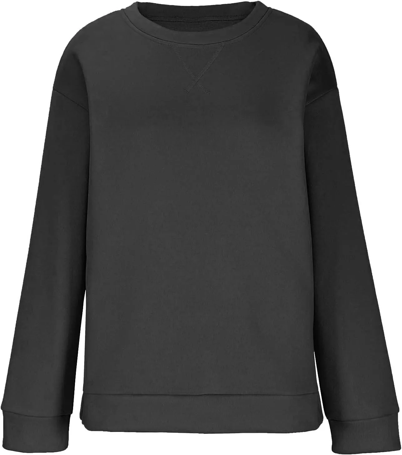 Crewneck Sweatshirts for Women Trendy 2024 Solid Color Pullover Tops Long Sleeve Sweatshirt Tunic Fall Winter Clothes