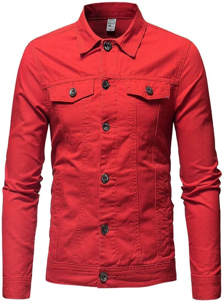 CRNTCEM Mens Casual Denim Coats Vintage Distressed Washed Moto Bike Jean Jacket Button Down Classic Trucker Denim Jackets