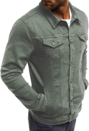 CRNTCEM Mens Casual Denim Coats Vintage Distressed Washed Moto Bike Jean Jacket Button Down Classic Trucker Denim Jackets