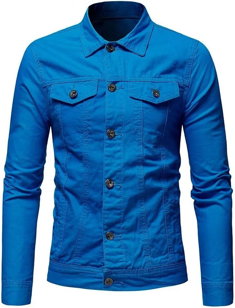 CRNTCEM Mens Casual Denim Coats Vintage Distressed Washed Moto Bike Jean Jacket Button Down Classic Trucker Denim Jackets
