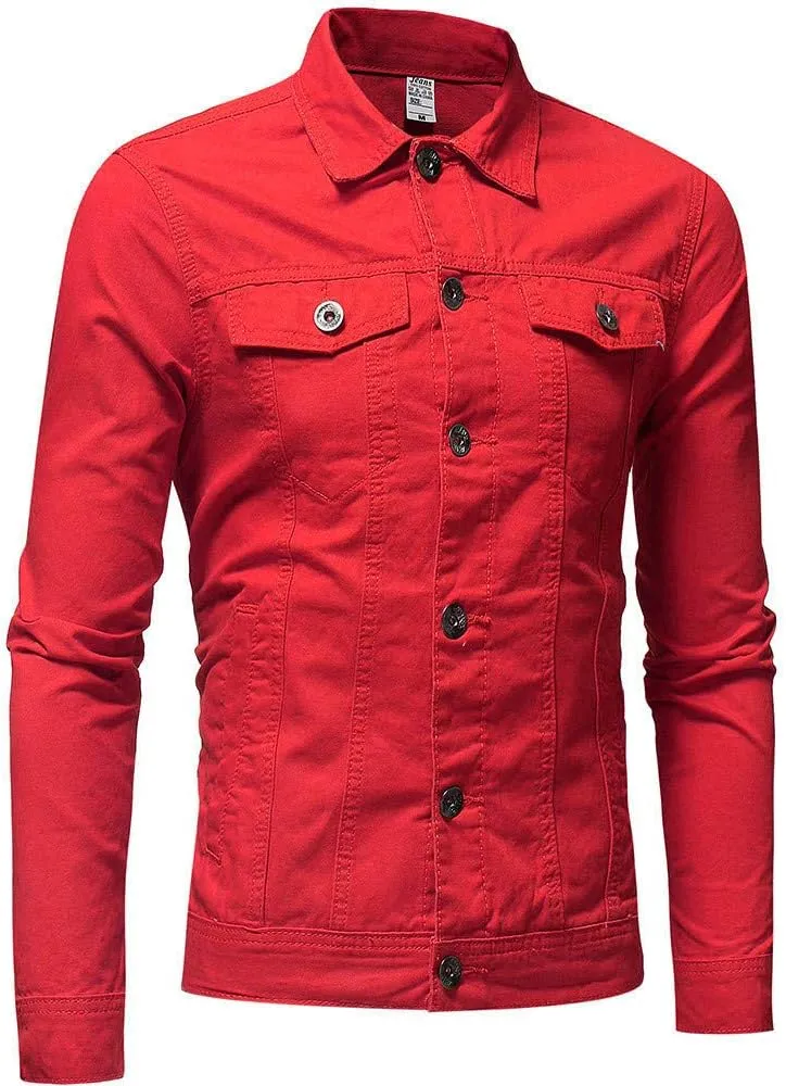 CRNTCEM Mens Casual Denim Coats Vintage Distressed Washed Moto Bike Jean Jacket Button Down Classic Trucker Denim Jackets