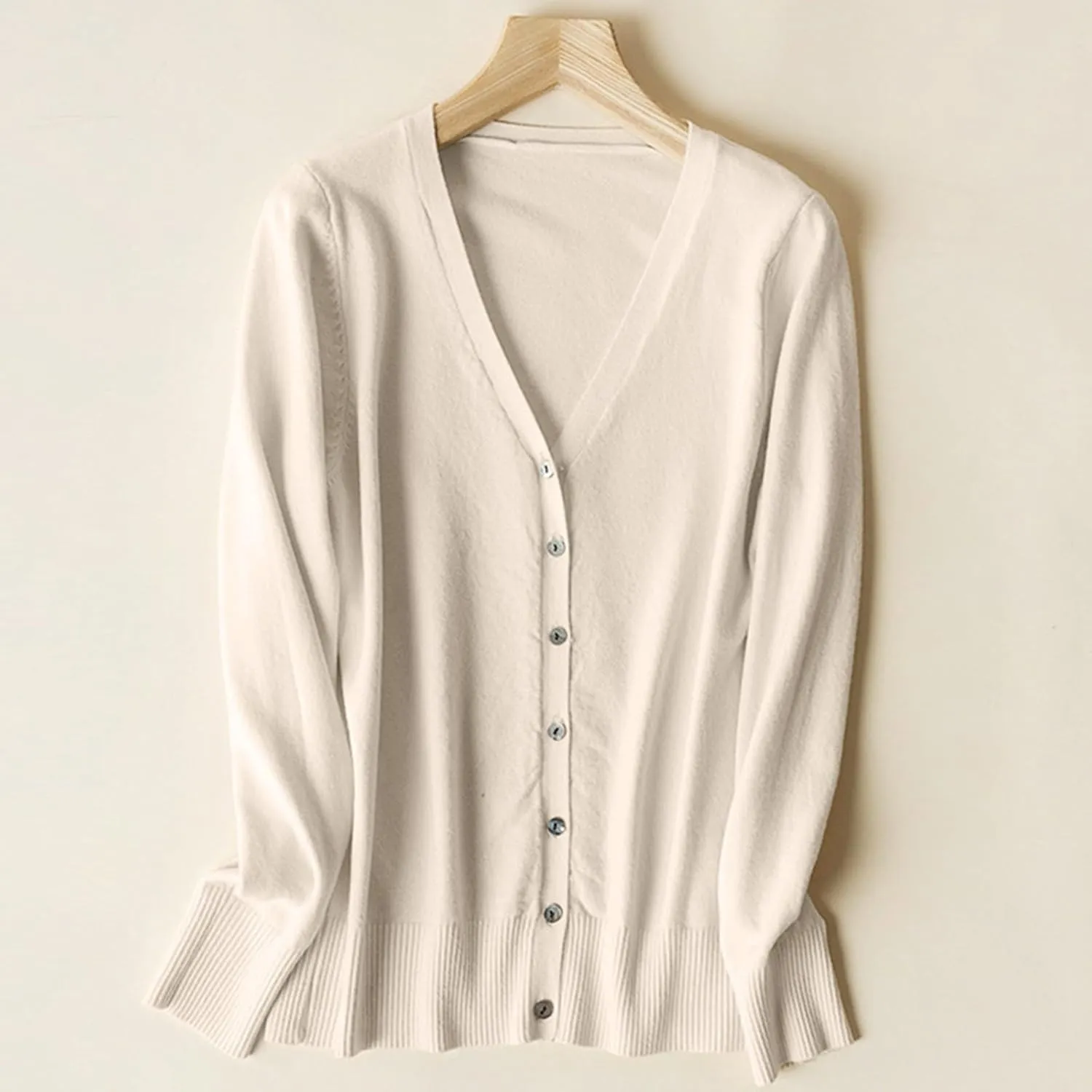 Cropped Cardigan Sweaters for Women Lightweight Button Down Long Sleeve Open Front Solid Cardigans Crop Outerwear
