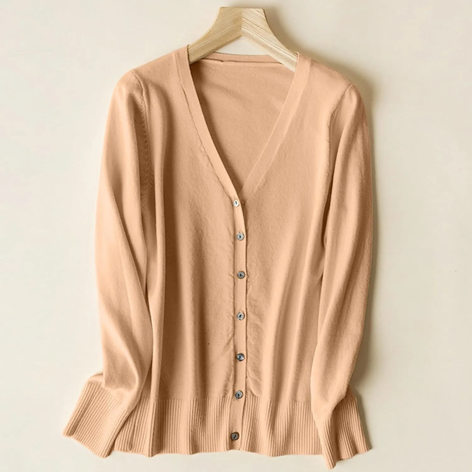 Cropped Cardigan Sweaters for Women Lightweight Button Down Long Sleeve Open Front Solid Cardigans Crop Outerwear