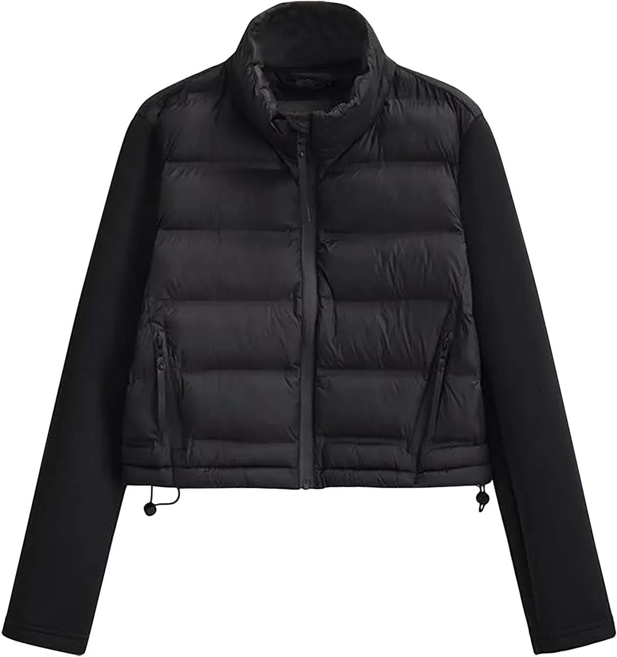 Cropped Puffer Jacket Womens Winter Quilted Packable Bomber Puffer Coats Lightweight Padded Warm Crop Down Outwear