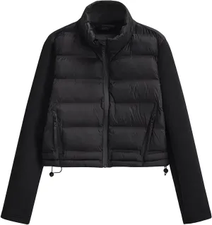 Cropped Puffer Jacket Womens Winter Quilted Packable Bomber Puffer Coats Lightweight Padded Warm Crop Down Outwear