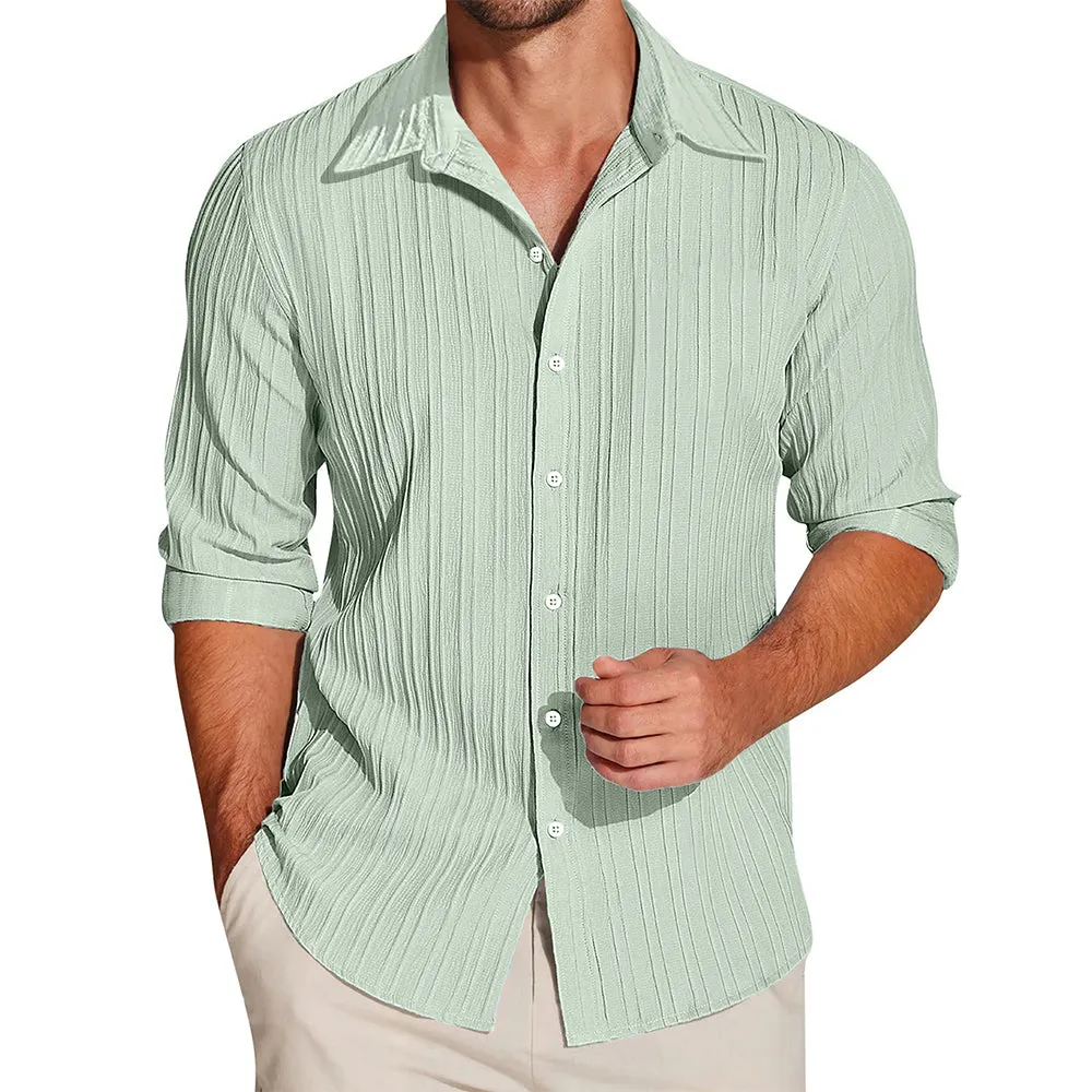 Crushed Self Stripe Light Green Shirt