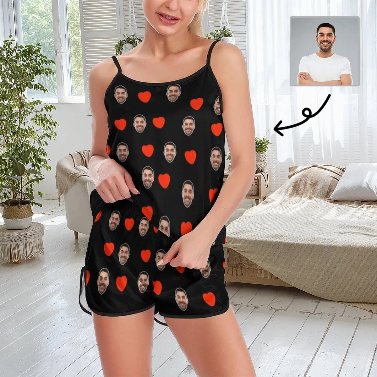 Custom Face I Love You Men's Pajamas Personalized Photo Sleepwear Sets