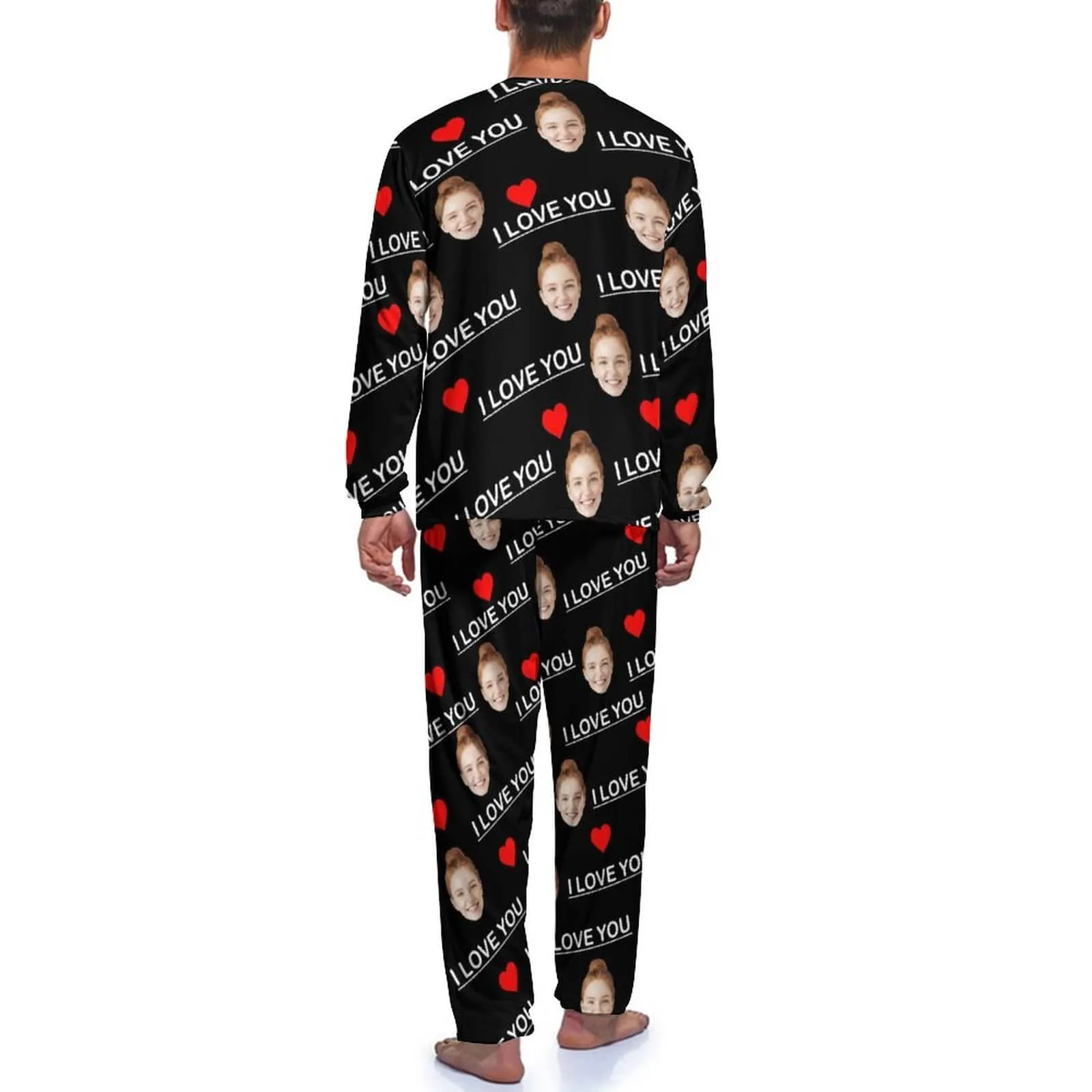 Custom Face I Love You Men's Pajamas Personalized Photo Sleepwear Sets