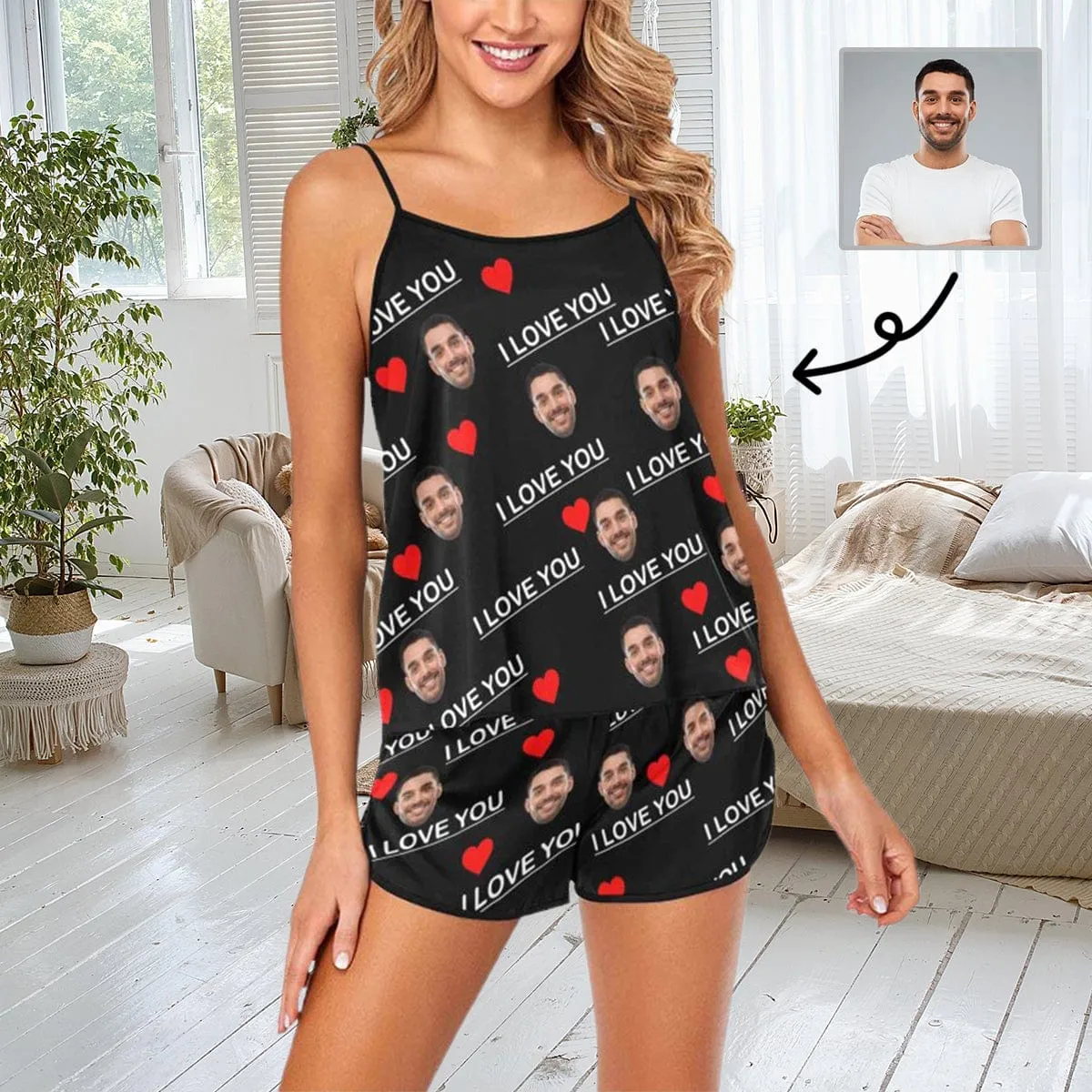 Custom Face I Love You Men's Pajamas Personalized Photo Sleepwear Sets