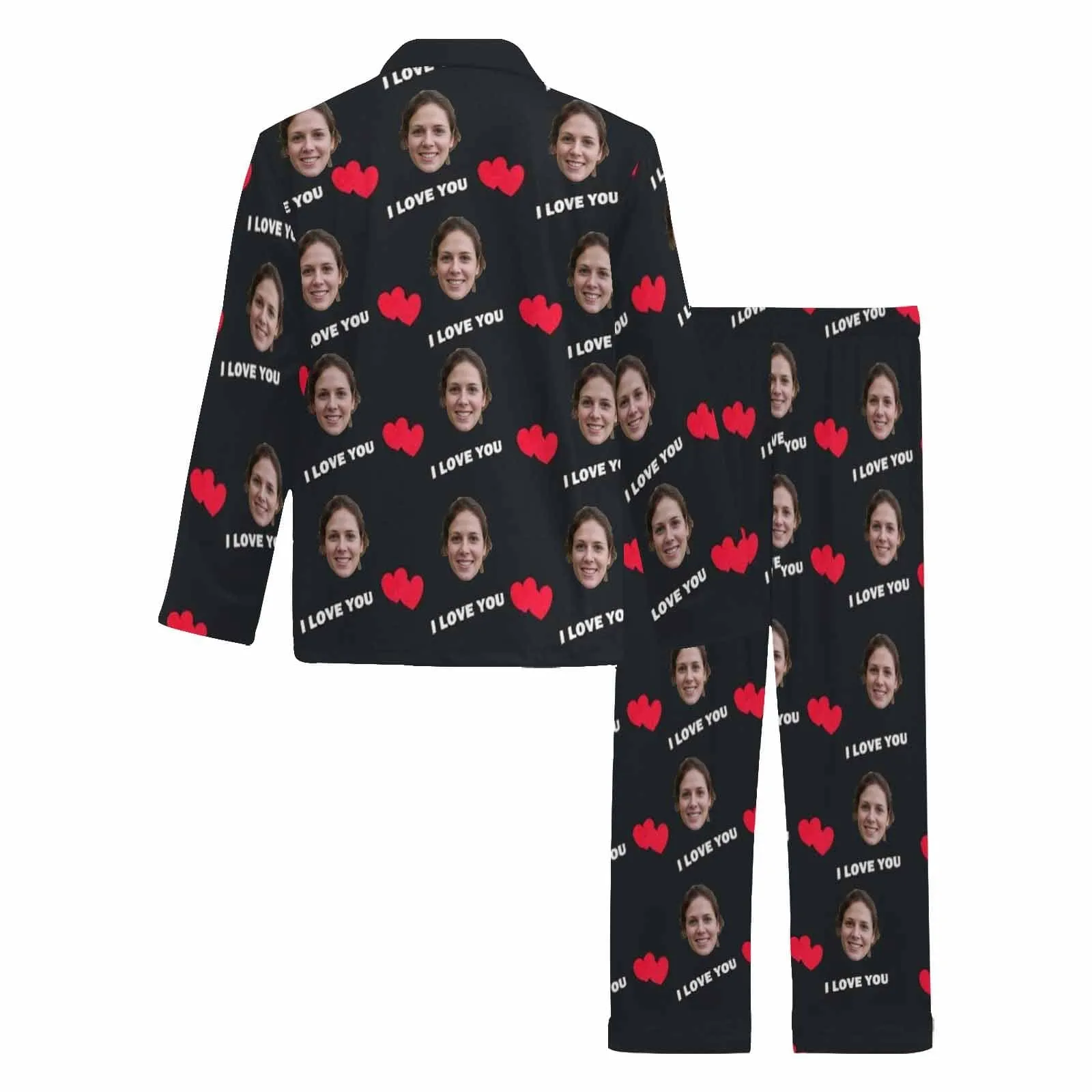 Custom Face I Love You Men's Pajamas Personalized Photo Sleepwear Sets