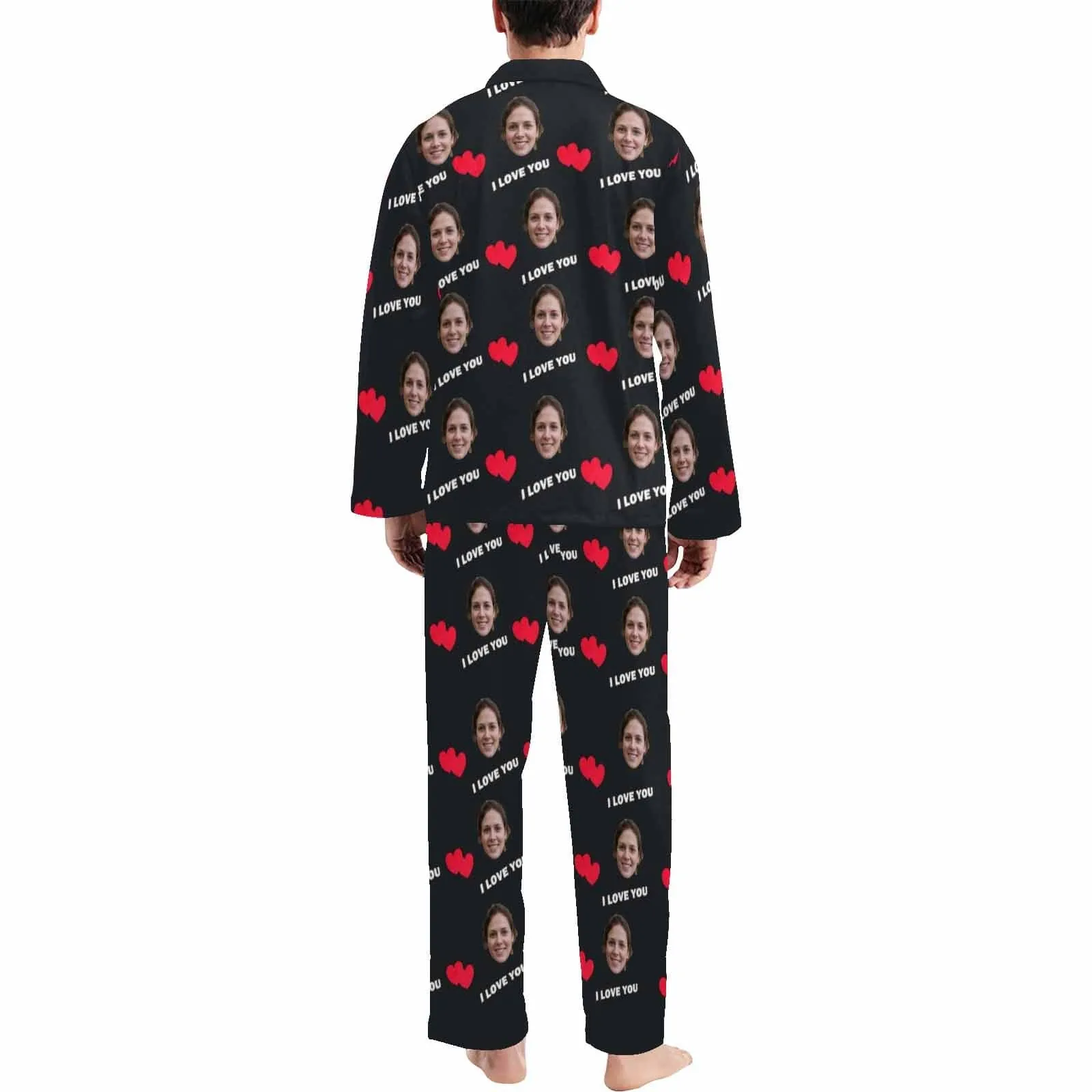 Custom Face I Love You Men's Pajamas Personalized Photo Sleepwear Sets