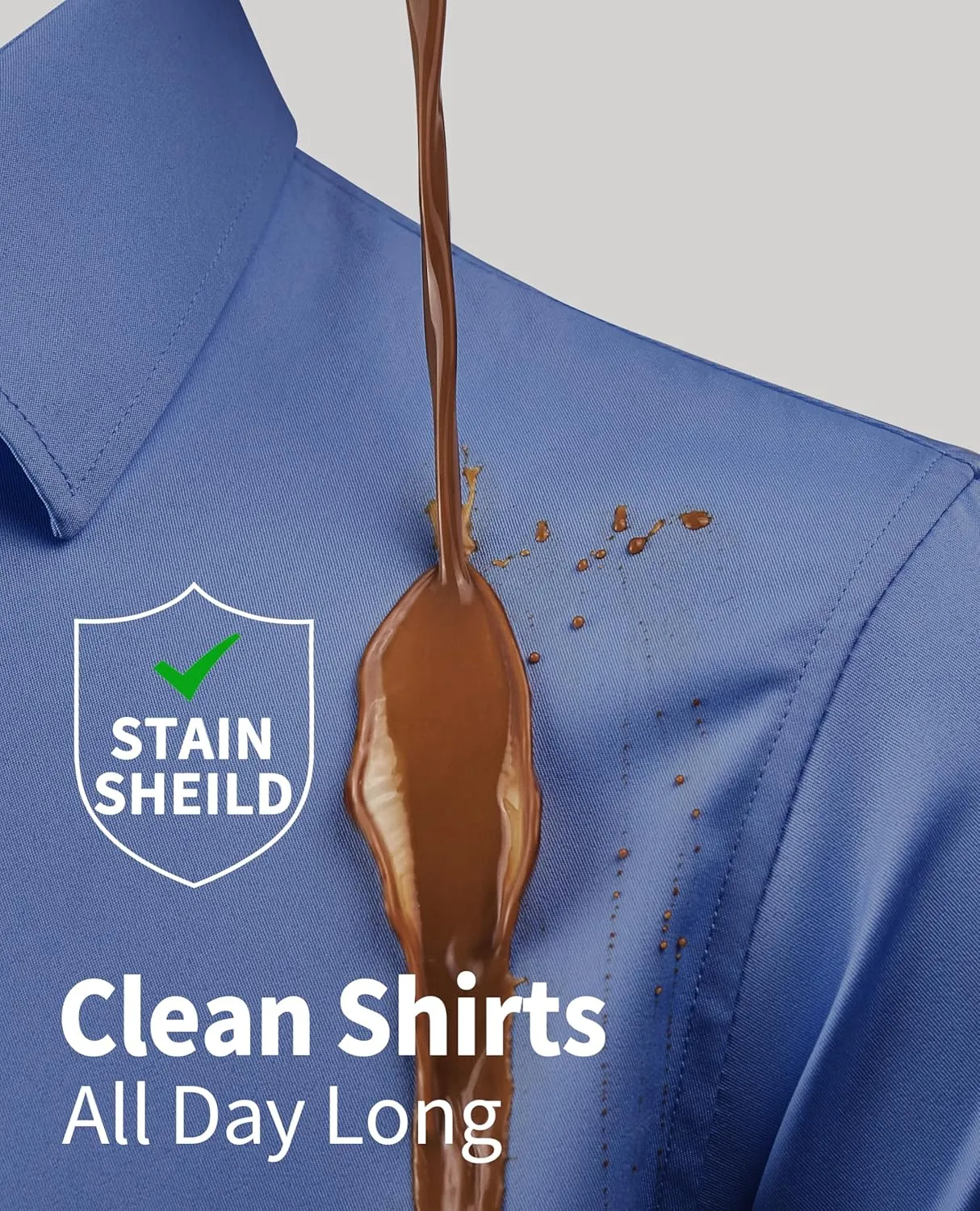 DEMEANOR Stain Shield Dress Shirts for Men Slim Fit Button Down Dress Shirts Long Sleeve Shirt Formal Business Stretch