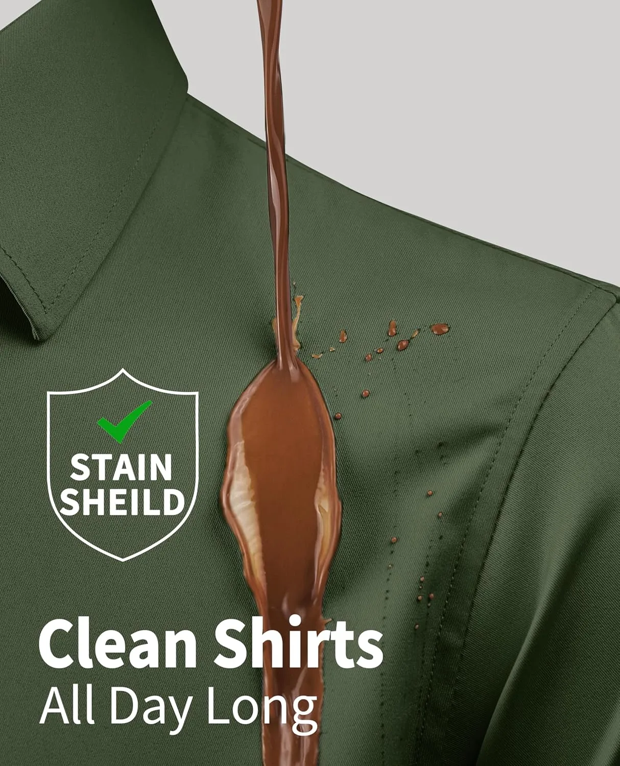 DEMEANOR Stain Shield Dress Shirts for Men Slim Fit Button Down Dress Shirts Long Sleeve Shirt Formal Business Stretch