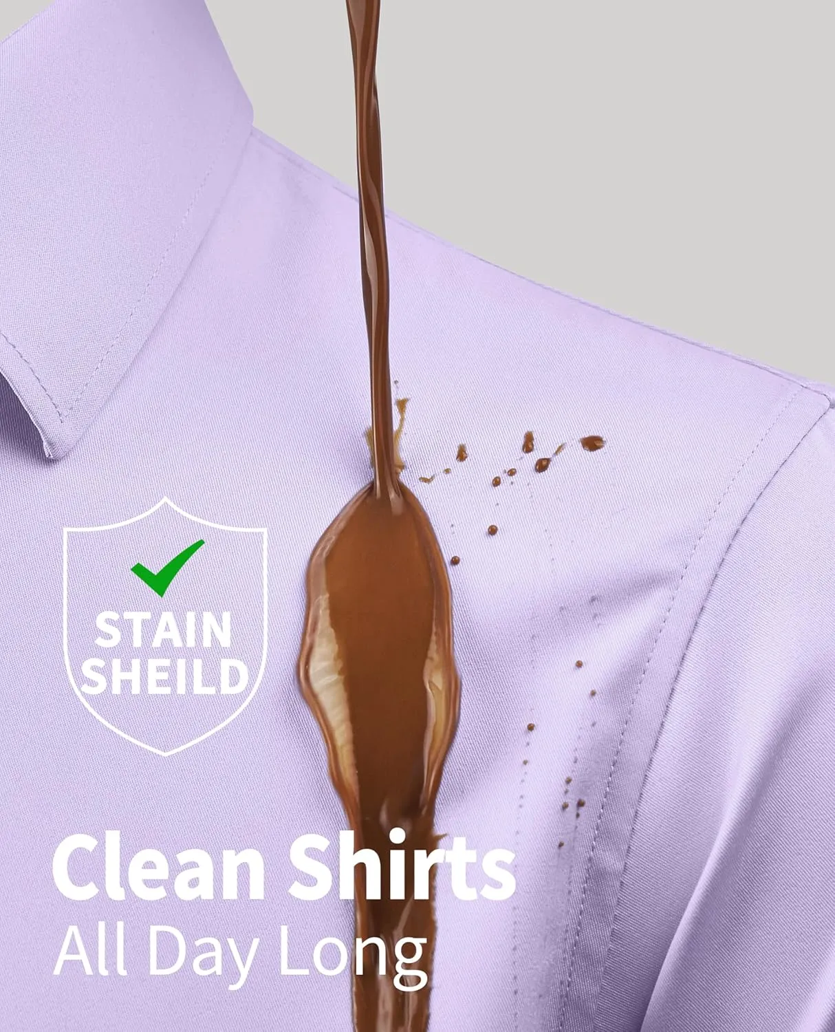 DEMEANOR Stain Shield Dress Shirts for Men Slim Fit Button Down Dress Shirts Long Sleeve Shirt Formal Business Stretch