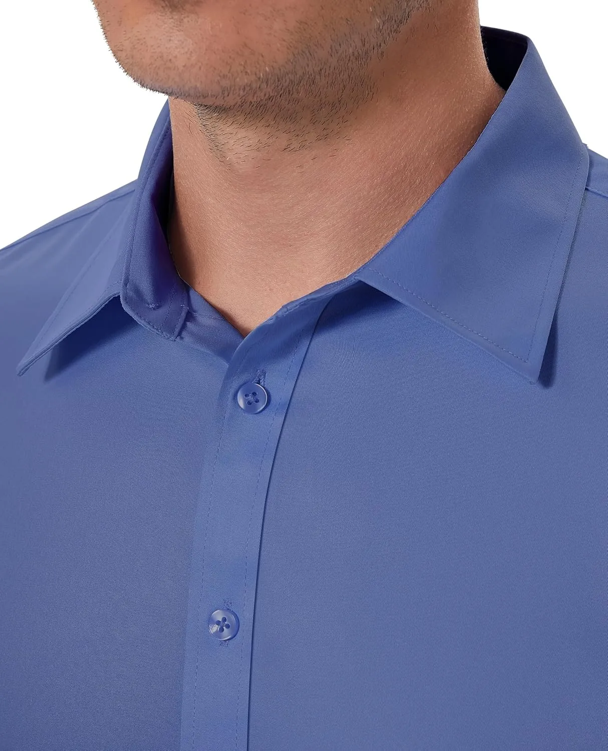DEMEANOR Stain Shield Dress Shirts for Men Slim Fit Button Down Dress Shirts Long Sleeve Shirt Formal Business Stretch
