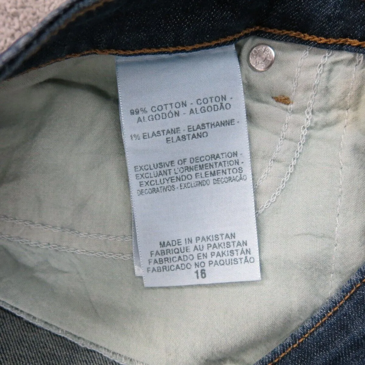 Denizen From Levis Womens Straight Leg Jeans High Rise 5 Pockets Blue Size 16