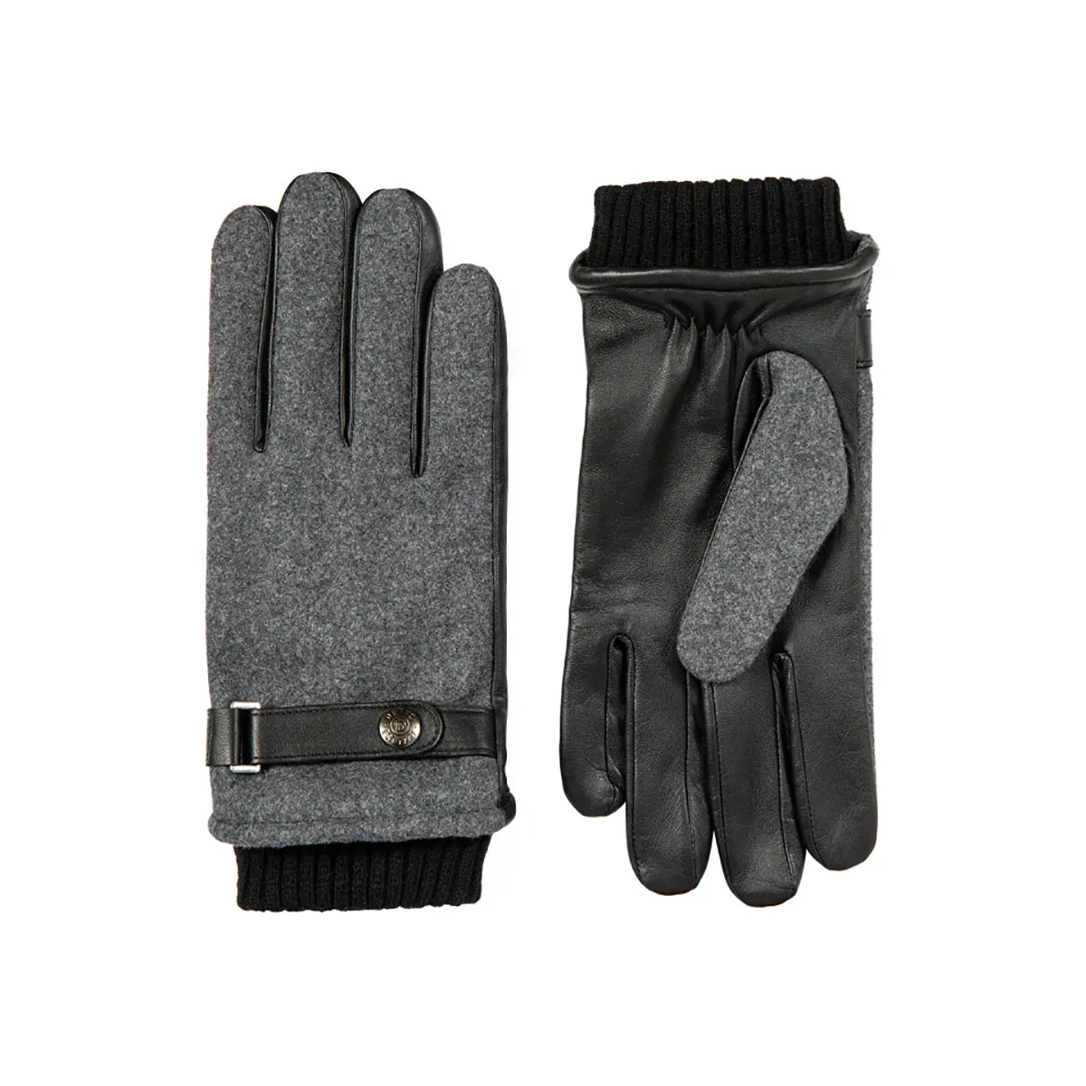 DENTS AMESBURY Men's Wool Flannel and Leather Gloves