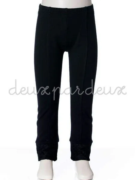 Deux Par Deux Girls Black Leggings Falling In Style Size 4