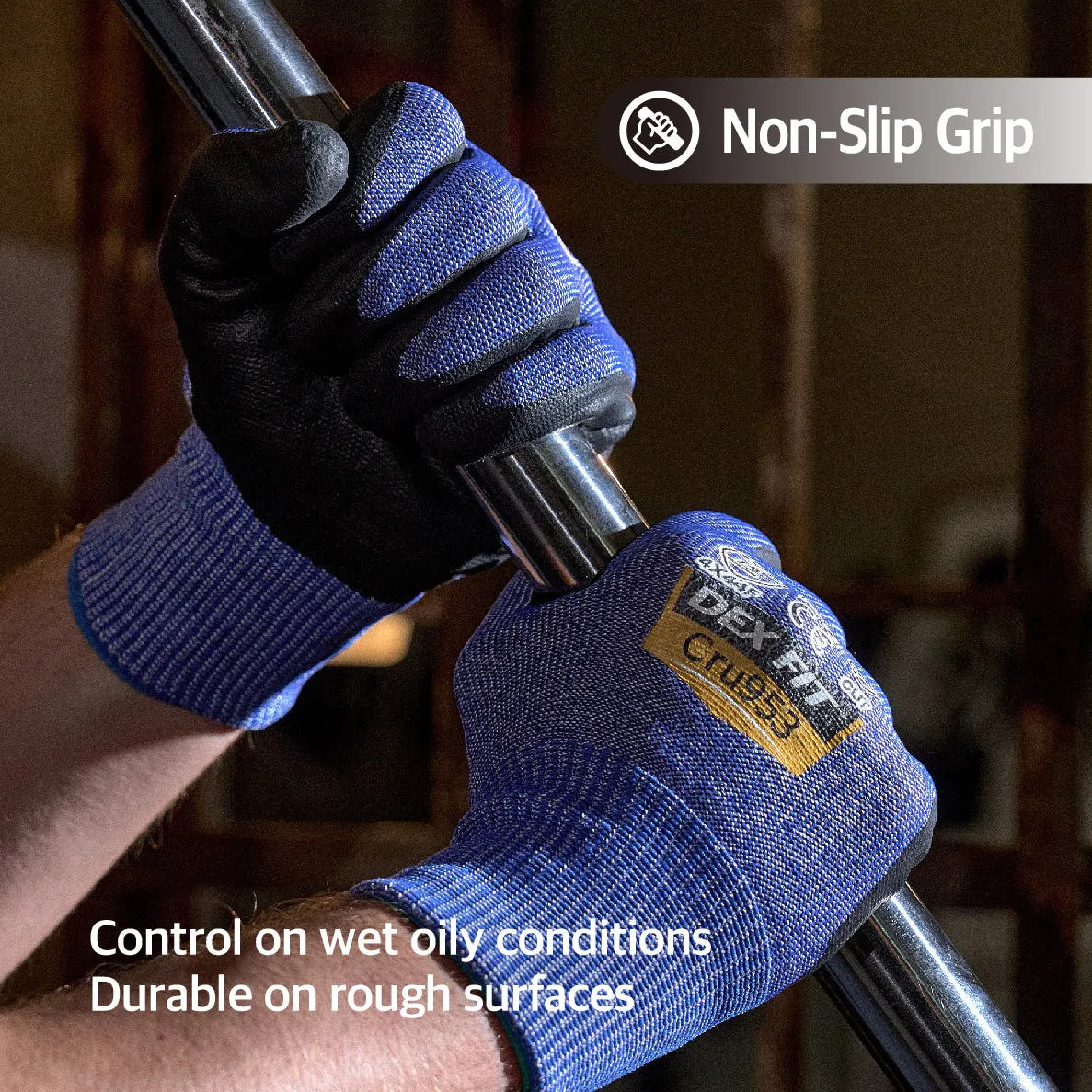 DEX FIT A8 Cut Resistant Gloves Cru953; Fiberglass Free, 3D-Comfort Fit and Grip, Thin, Durable, Touchscreen, Tungsten