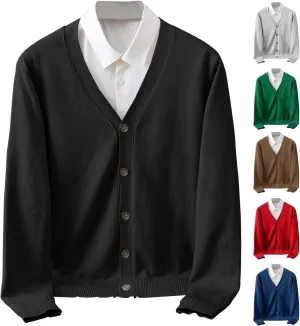 Dgoopd Mens Cardigan Sweater V Neck Button Down Cardigan Long Sleeve Knit Sweaters Slim Fit Lightweight Sweater Casual Tops