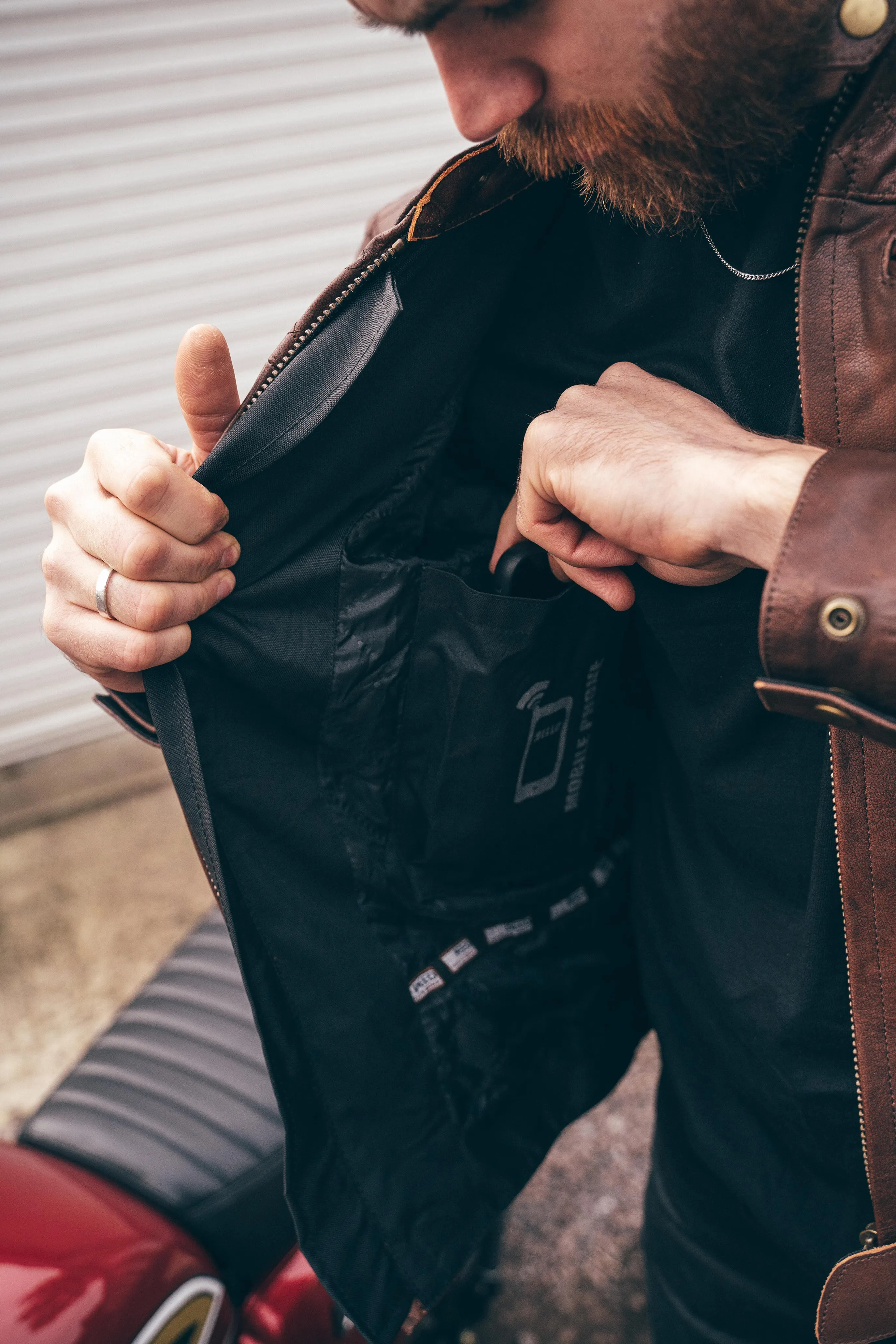 Diamond Stitched Brown Leather Motorcycle Jacket