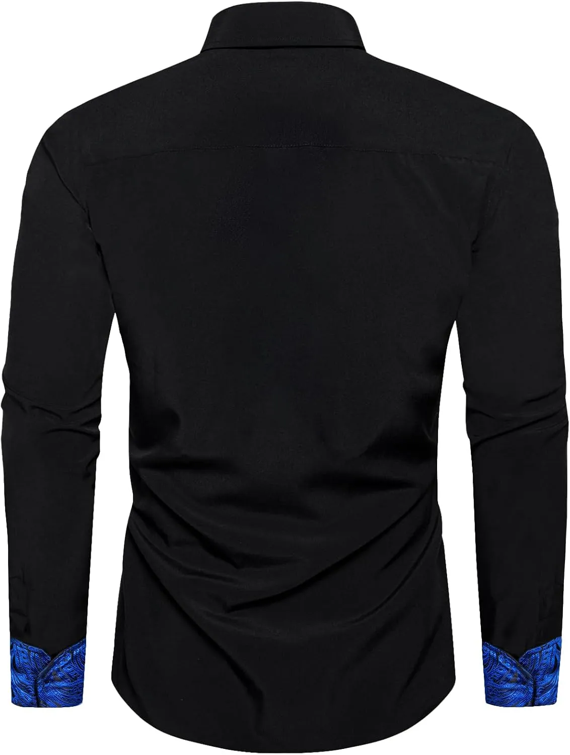 DiBanGu Mens Dress Shirts Solid Long Sleeve Button Down Shirts Regular Fit Inner Contrast Formal Shirts Wedding Business
