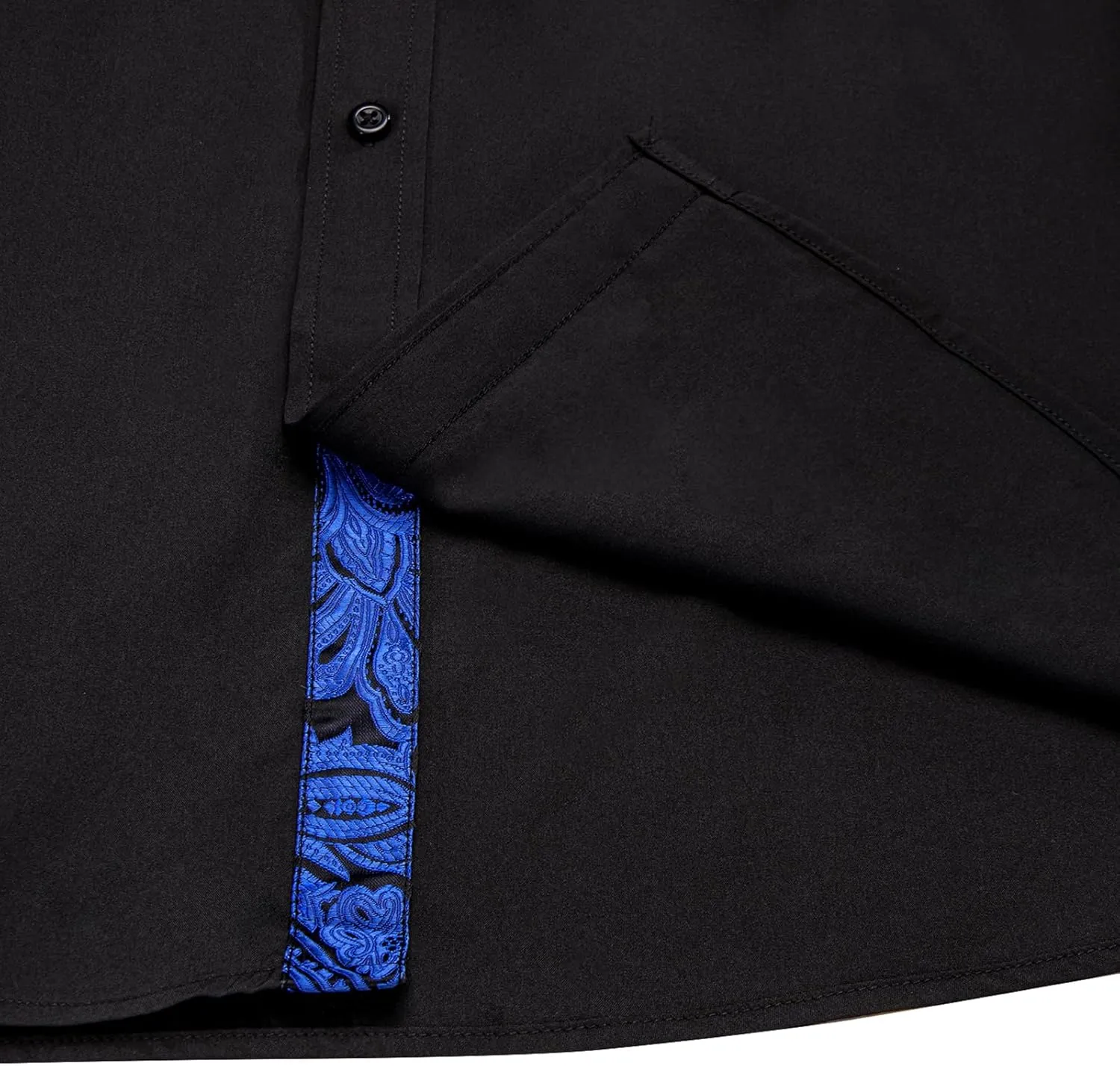 DiBanGu Mens Dress Shirts Solid Long Sleeve Button Down Shirts Regular Fit Inner Contrast Formal Shirts Wedding Business