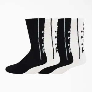 Dickies Logo Performance Crew Socks 4 Pack White - Black