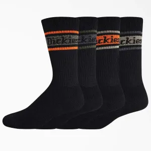 Dickies Skateboarding Rugby Striped Performance Crew Socks 4 Pack Black - Fall Stripes