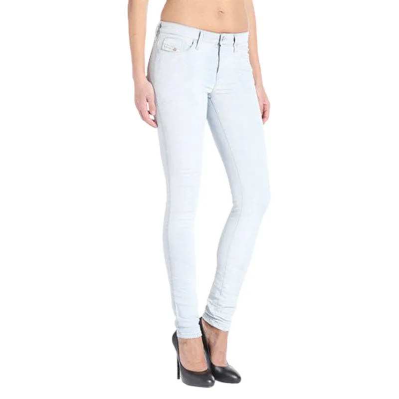 DIESEL SKINZEE 0841N Womens Denim Jeans Super Slim Skinny Zip Fly Blue Italy