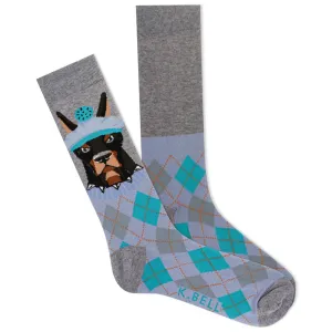 Doberman with Golfer Hat Men's Crew Socks
