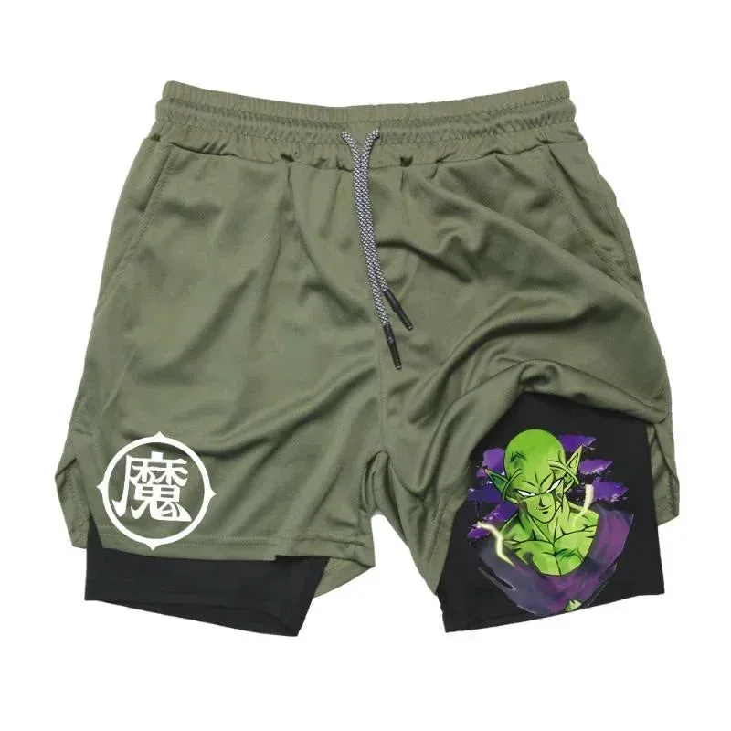 Dragon Warrior Army Green and Purple Mesh Gym Shorts