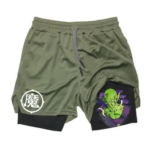 Dragon Warrior Army Green and Purple Mesh Gym Shorts