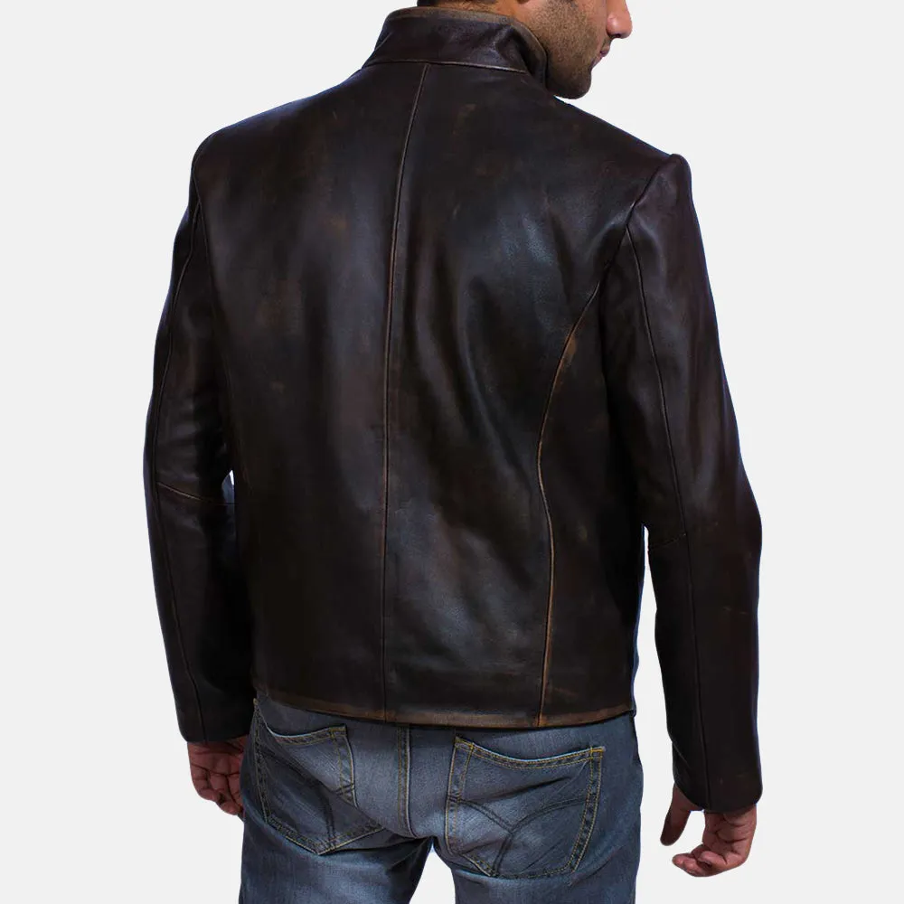 Drakeshire Brown Leather Jacket Up to 5XL