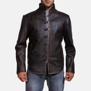 Drakeshire Brown Leather Jacket Up to 5XL