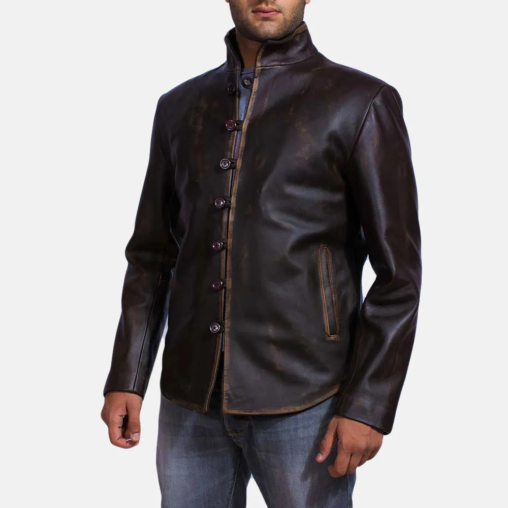 Drakeshire Brown Leather Jacket Up to 5XL