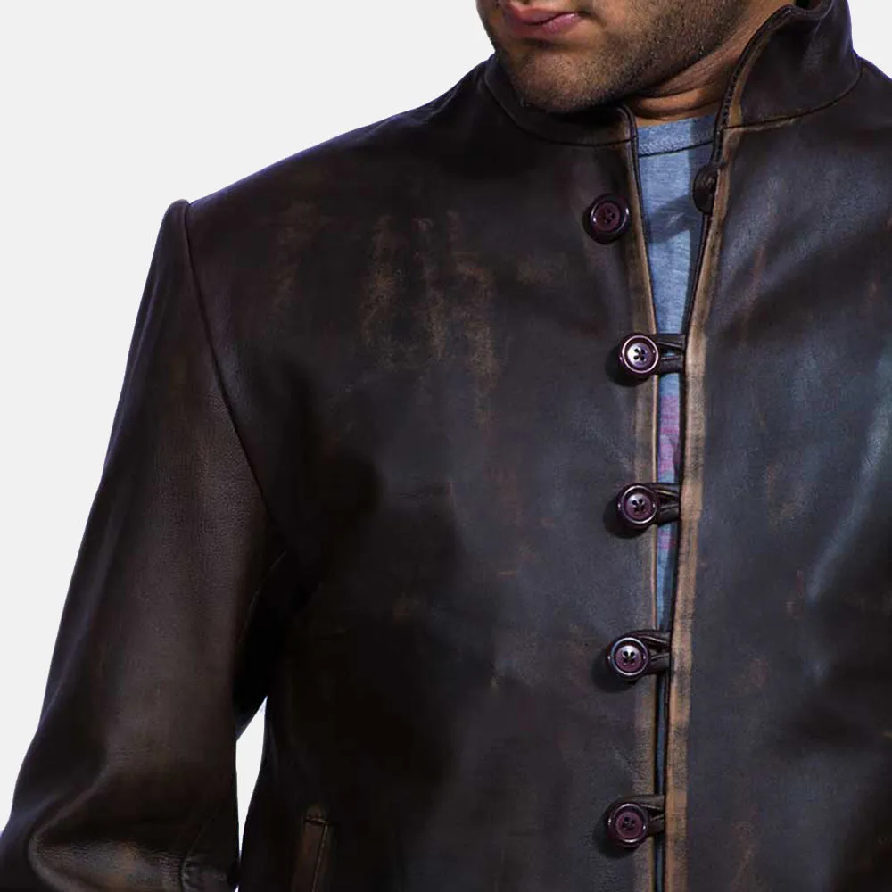 Drakeshire Brown Leather Jacket Up to 5XL