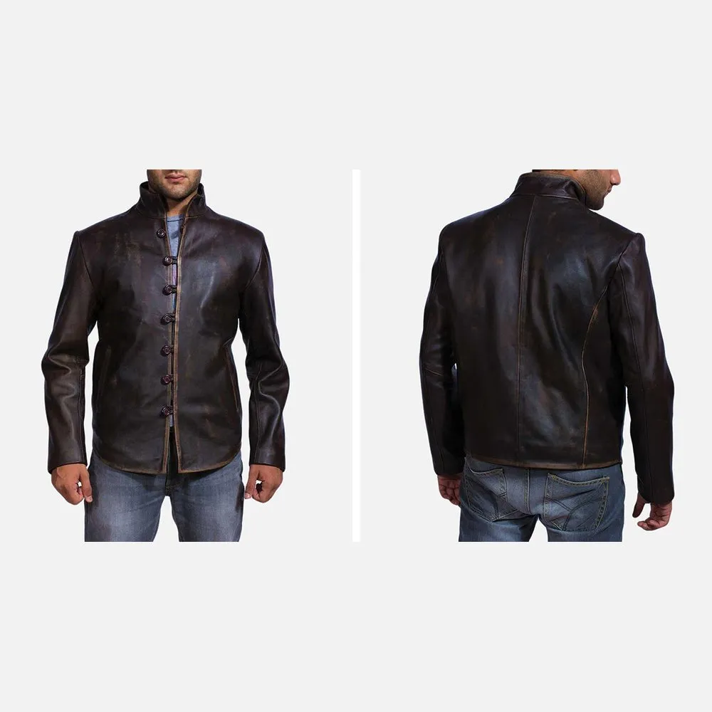Drakeshire Brown Leather Jacket Up to 5XL