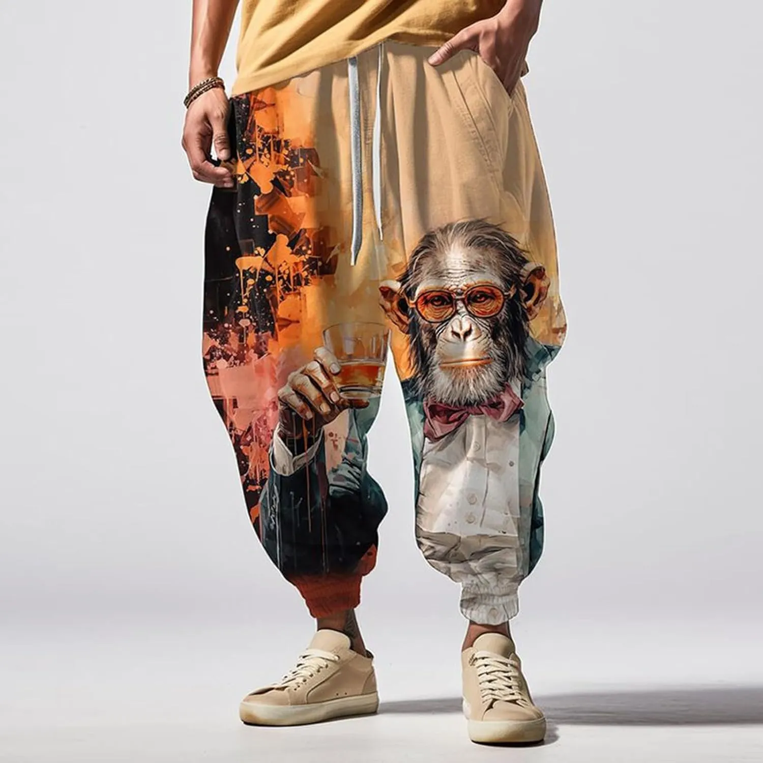 Drawstring Elastic Waist Baggy Sweatpants Trousers Sweatpants Men Hippie Harem Pants Boho Pants
