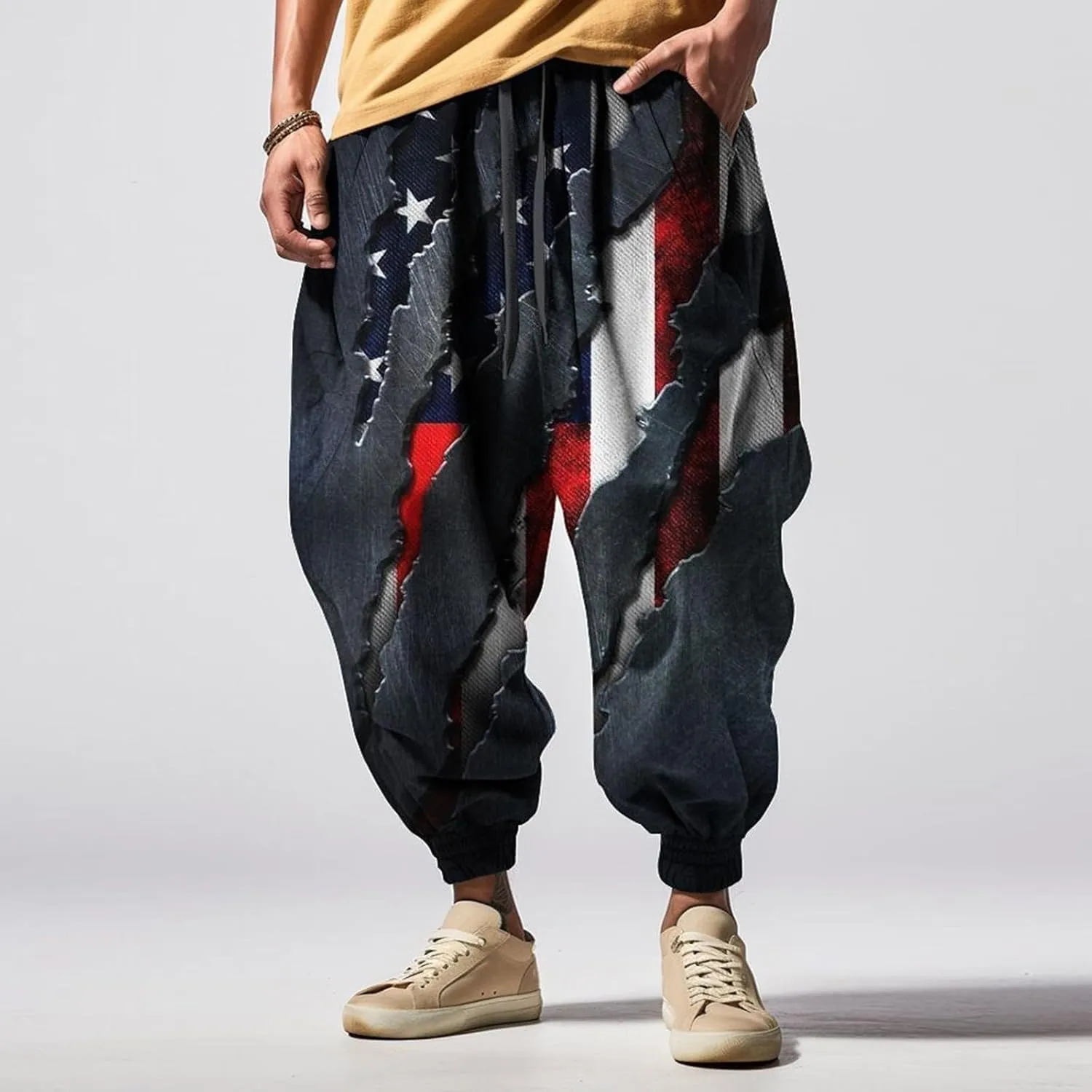 Drawstring Elastic Waist Baggy Sweatpants Trousers Sweatpants Men Hippie Harem Pants Boho Pants
