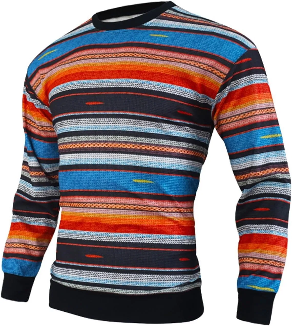 Dress Sweater For Men Fashion Casual Personality Christmas Printed Couple Sweater Pullover Sweater Top Blue Sweater