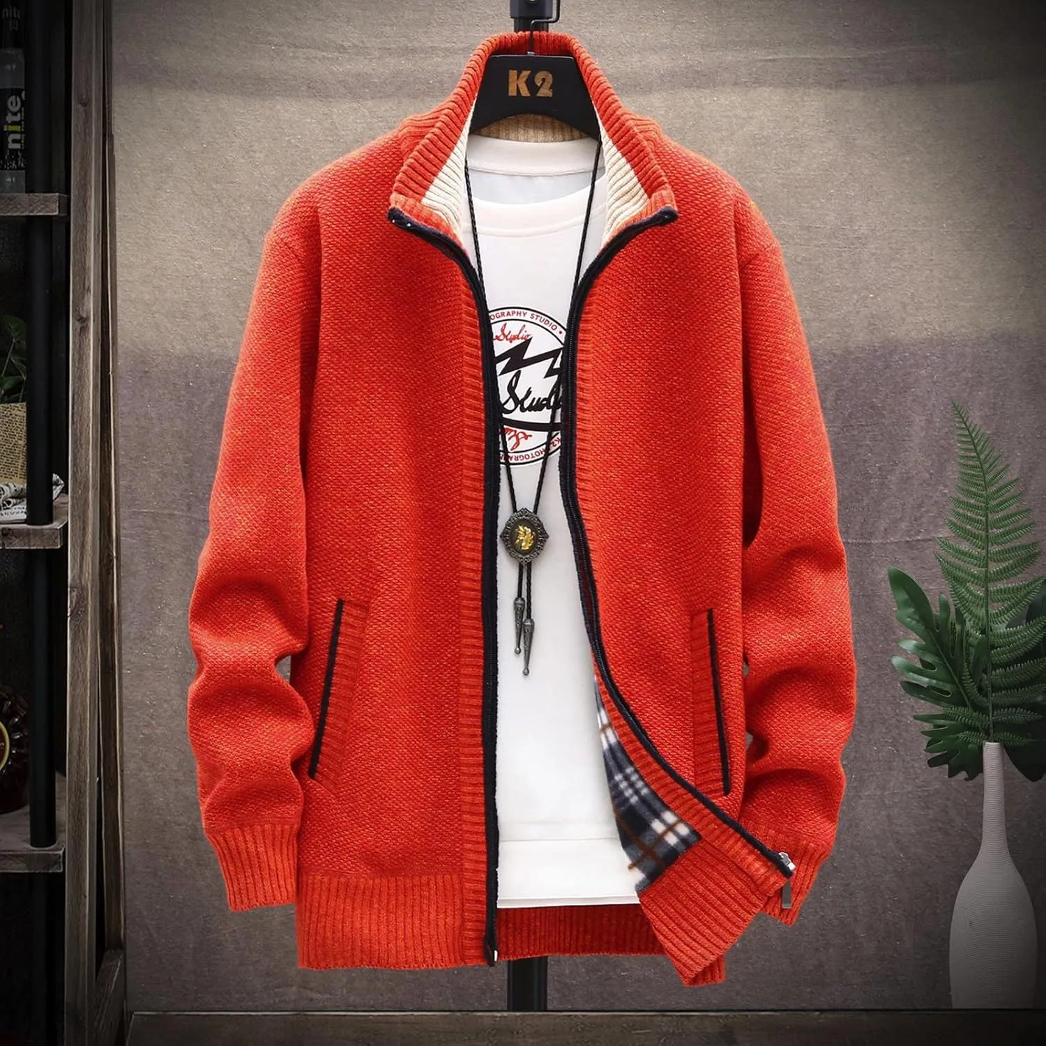 Dudubaby Ugly Sweater Menautumn and Winter Fashion Loose Cardigan Warm Lapel Hooded Jacket Sweater Plus Size Sweaters