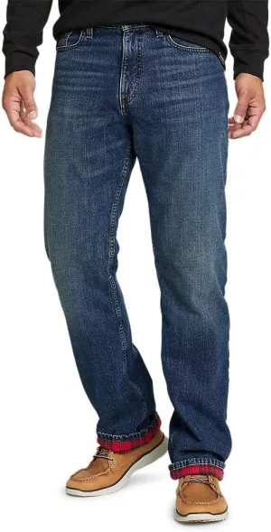 Eddie Bauer Men's Flannel-Lined Flex Jeans - Straight Fit