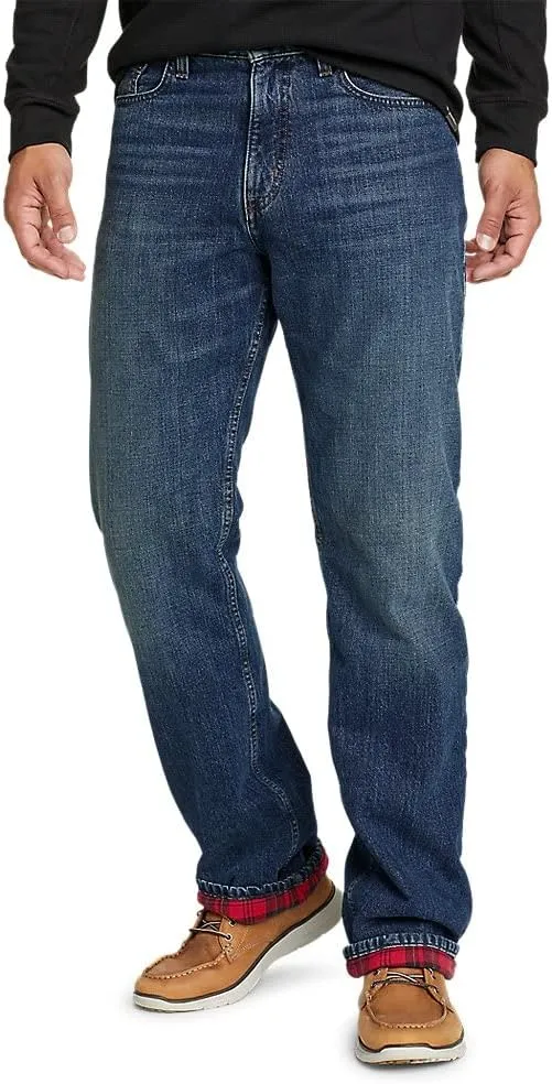 Eddie Bauer Men's Flannel-Lined Flex Jeans - Straight Fit
